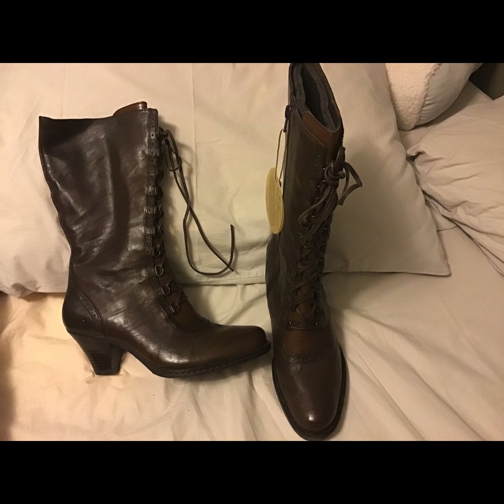 Brown lace up boots